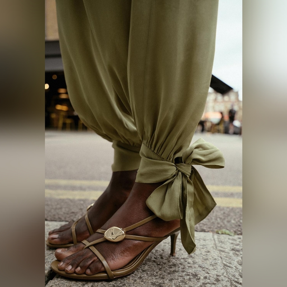 Zara cuffed balloon pants light khaki Nwt - Picture 3 of 14